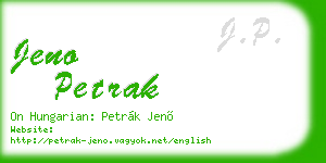 jeno petrak business card
